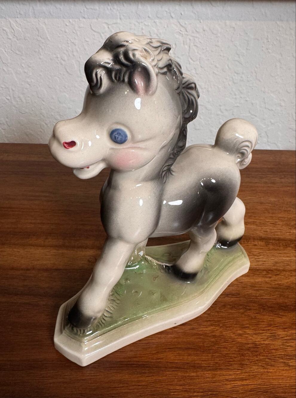 Vintage 1950s Rempel Diamond Pottery Frisky Pony Ceramic Horse Figurine 8”